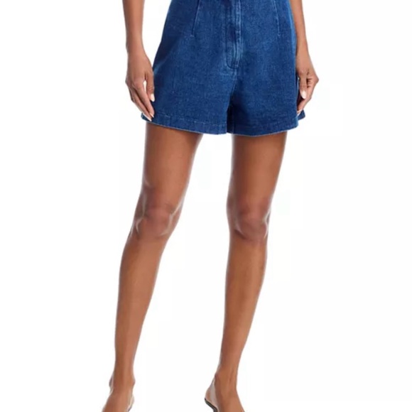 AQUA Denim Tab Waist Shorts - Picture 1 of 4
